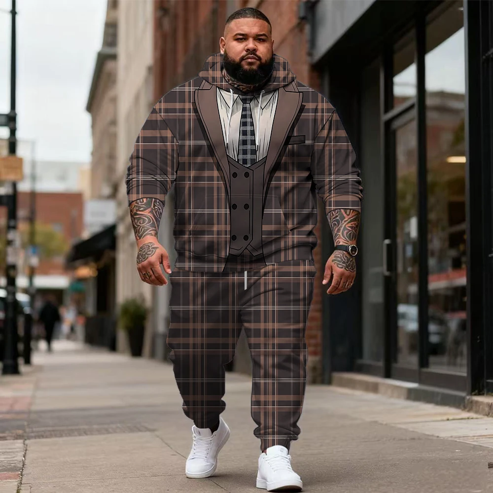 

S-9xl Комплект толстовки больших размеров для больших и высоких размеров с Vibe в костюме — модный микс из двух предметов, дышащий материал, принты в стиле блейзера