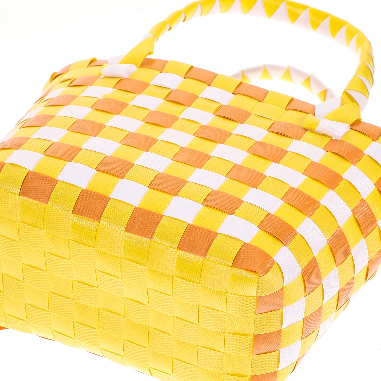 

Storage Basket Weaved Picnic Hand-woven Fruit Outdoor Baskets Multifunctional Yellow Miss