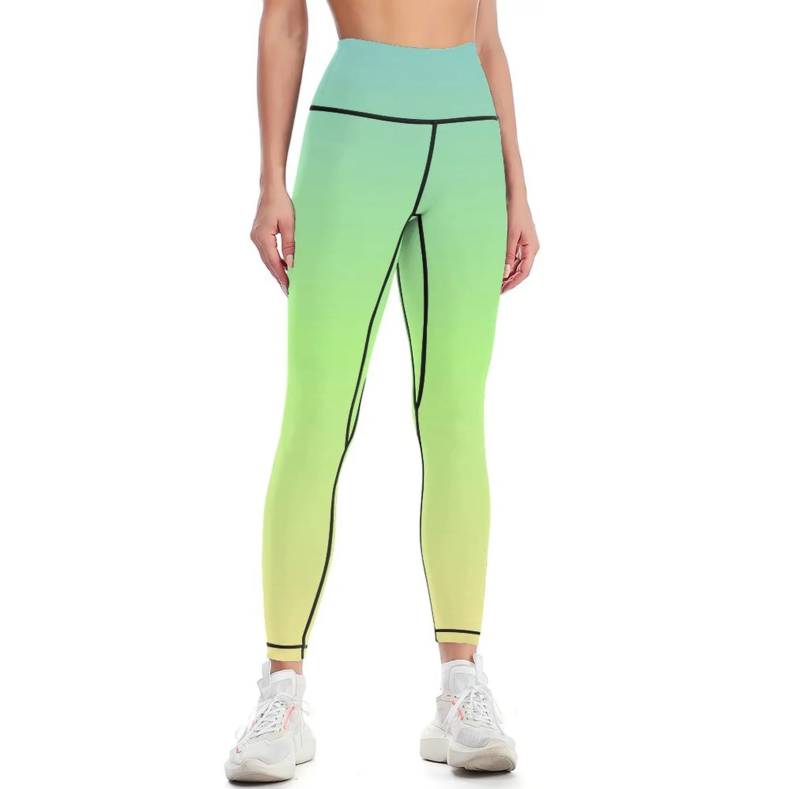 

Pastel Blue Green and Yellow Ombre Gradient Leggings sports shirts gym joggers for Pants sport Womens Leggings