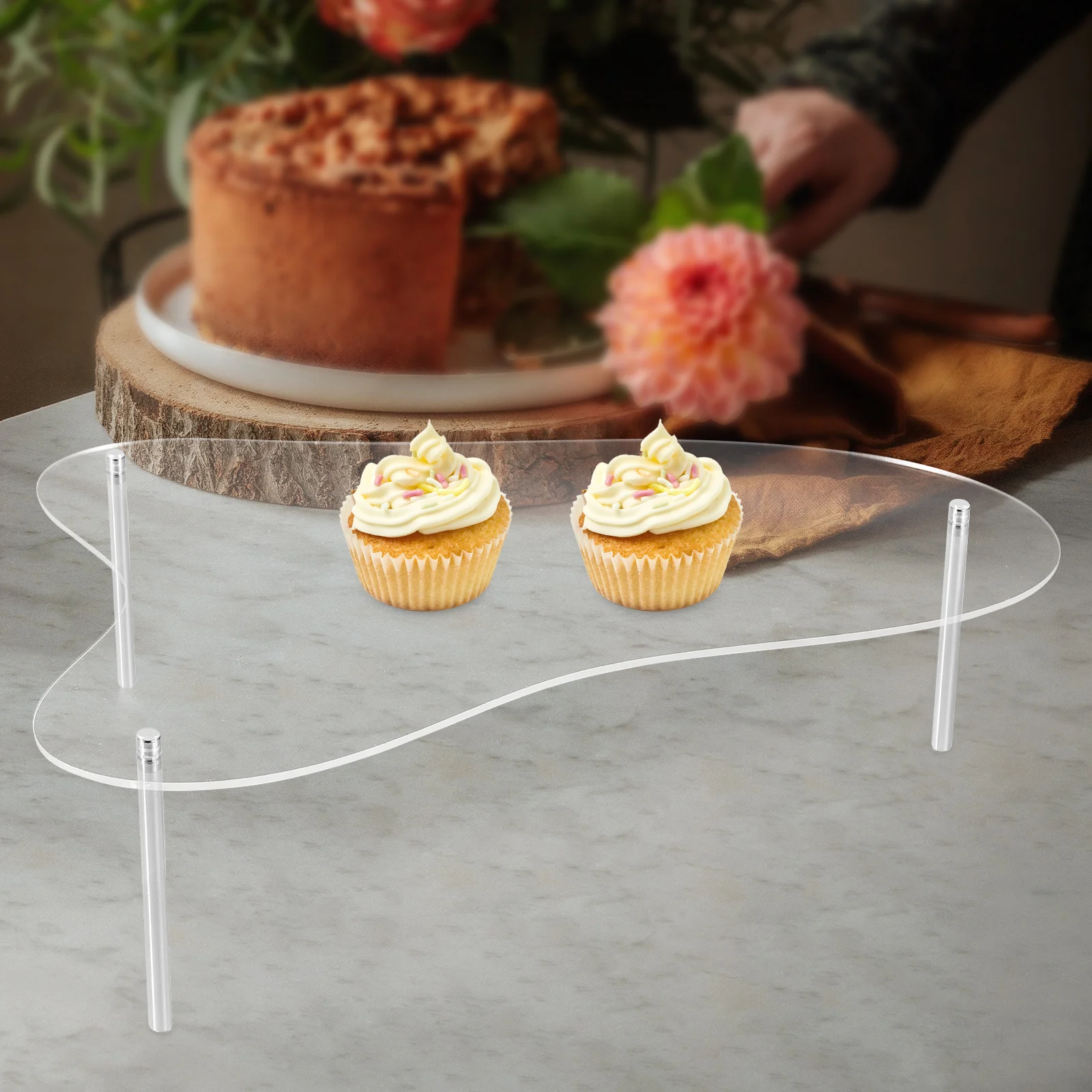 

1 set Acrylic Cake Stand Display Cupcake Tower Food Riser for Wedding Party Buffet Dessert Serving Tray Clear Tier Storage Rack