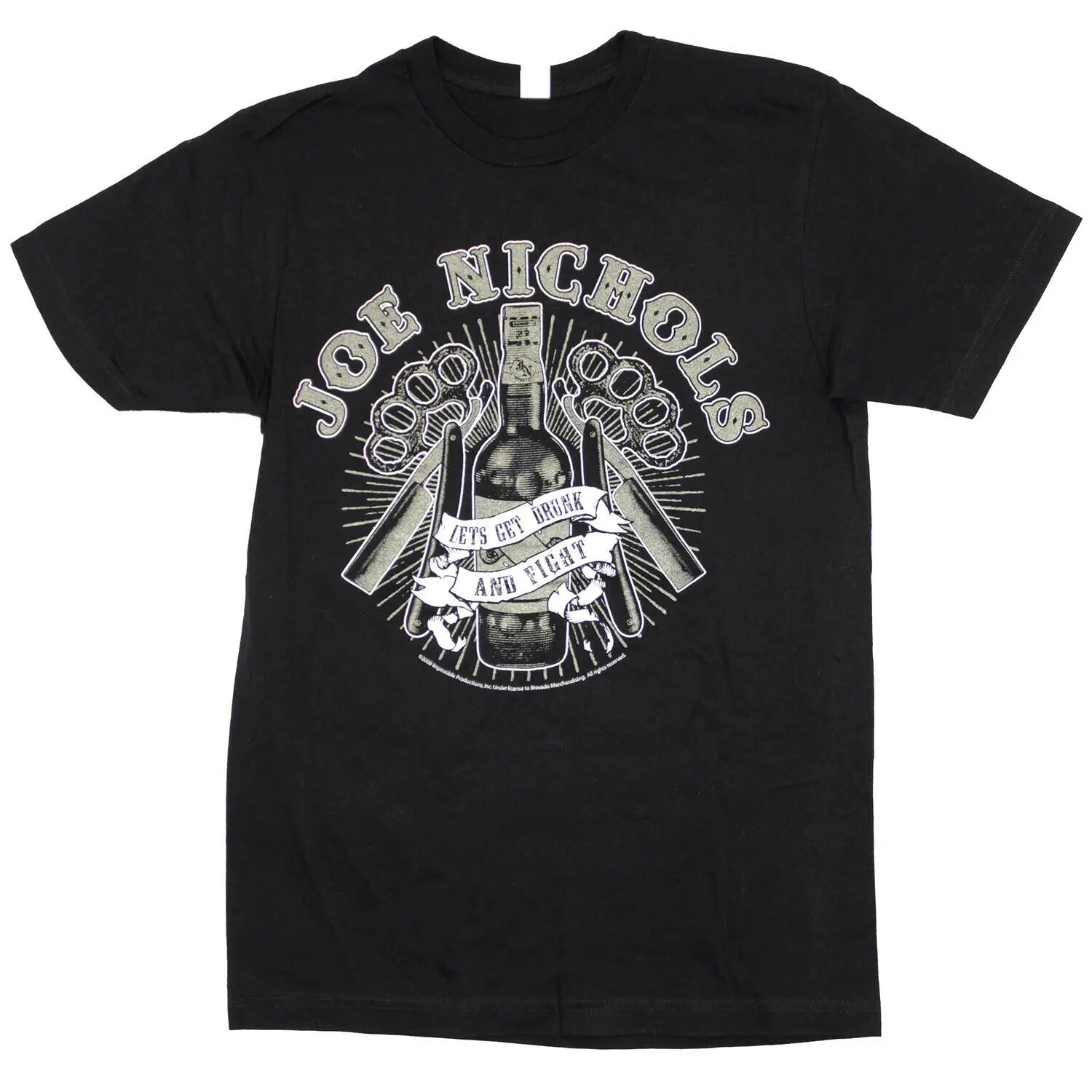 Men'S Joe Nichols Get Drunk Fight T Shirt Slim Fit Medium Black