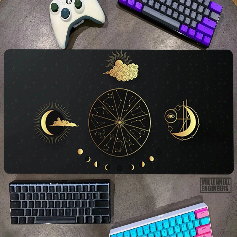 

Celestial Mousepad Astrology Moon Phase Cycle Office Mouse Pad Mat Gaming Mats Big Mousepepad Keyboard Gamer Extended Desk Large