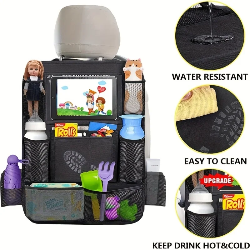 

1/2PCS Car Seat Back Organizer 7 Storage Pockets With Touch Screen Tablet Holder Protector For Kids Children Car Accessories