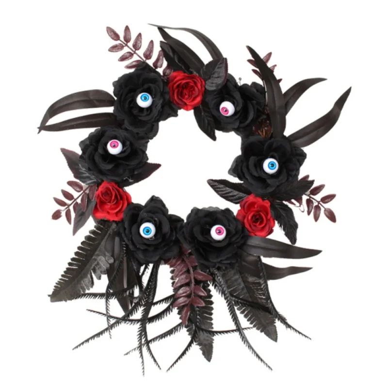 Halloween Skeleton Wreath Decoration Mesh Rose Ghost Head Room Decoration Accessories Decoracion Hogar Accesorios