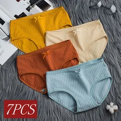 7Pcs/Set Cotton Panties Low Waist Briefs Women Sexy Lingerie Female Underpants Panty Solid Color Breathable Underwear Intimates