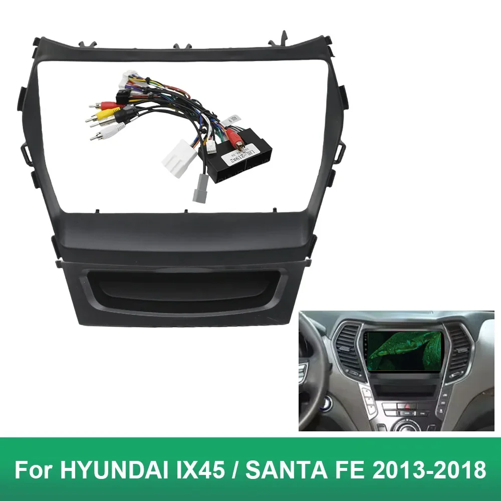 9 Inch Car DVD Frame Audio Dash Trim Kits Facia Radio Player screen 2 DiN For HYUNDAI IX45 / SANTA FE 2013-2018 Stereo Panel