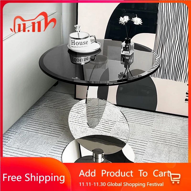

Transparent Standing Coffee Table Luxury Designer Minimalist Simple Coffee Table Metal Glass Mesa Auxiliar Postmodern Furniture