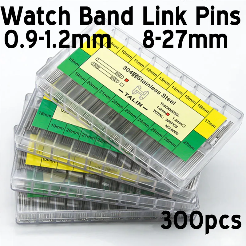 300PCS 0.9-1.2mm Watch Band Link Pins Stainless Steel Watch Bracelet Friction Pins Watch Strap Connecting Rods for Watch Repair