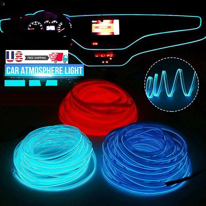 Interior Decorative Party Atmosphere LED Neon Car EL Wire String Strip Rope Light With Cigarette Drive Flexible Decorated Prop