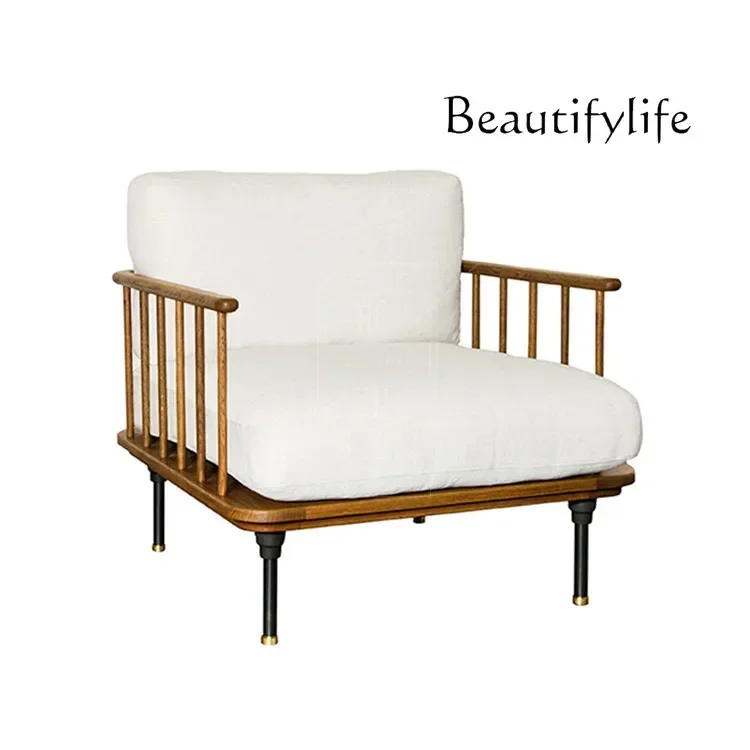 D29 North American Walnut Retro Sofa New Chinese-style Small Apartment Cotton And Linen Fabric Removable And Washable Designer S