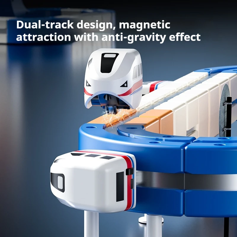 Magnetyczna torba z klockami DIY, edukacyjna zabawka dla dzieci, szybki pociąg, niezależna od pilota, tor kolejowy, prezent świąteczny dla dzieci.
