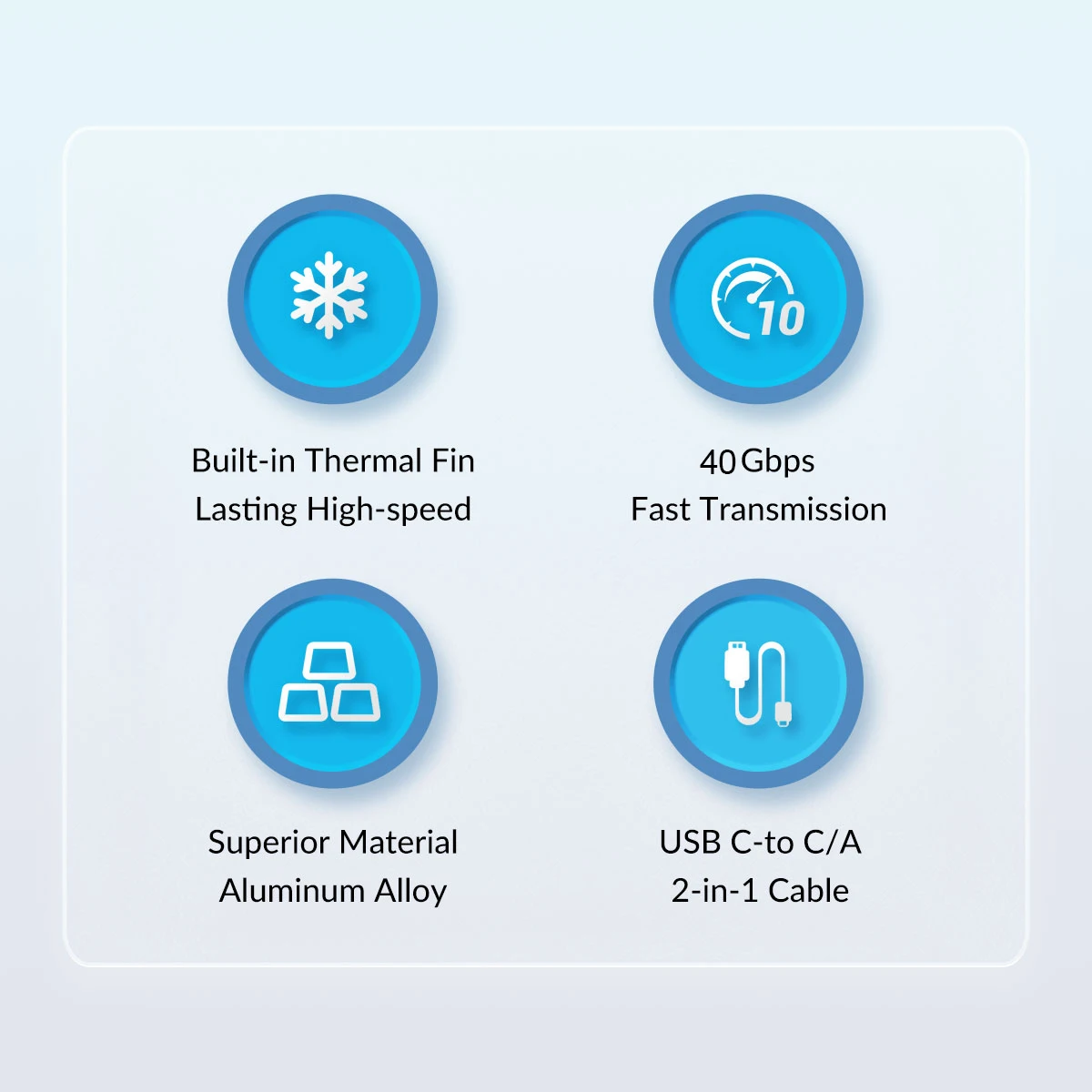 ORICO-Capa NVMe de Alumínio com Protocolo Múltiplo, USB Tipo-C, Thunderbolt 3, SSD M.2, 40Gbps, Compatível com Thunderbolt 3, 4, USB 3.1, 3.0