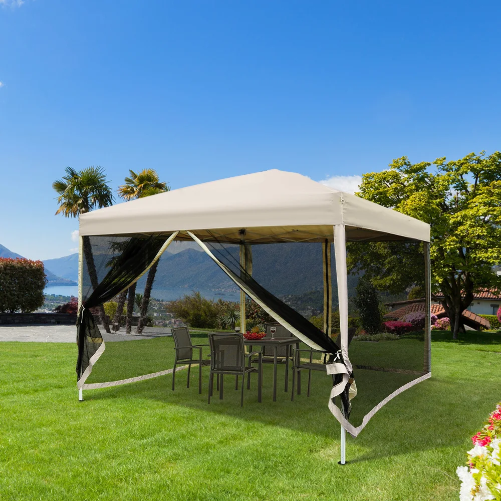 

Pop Up 210D Oxford Canopy Tent with Netting Instant Screen Room Height Adjustable Carry Bag for Outdoor Garden Party Shelter