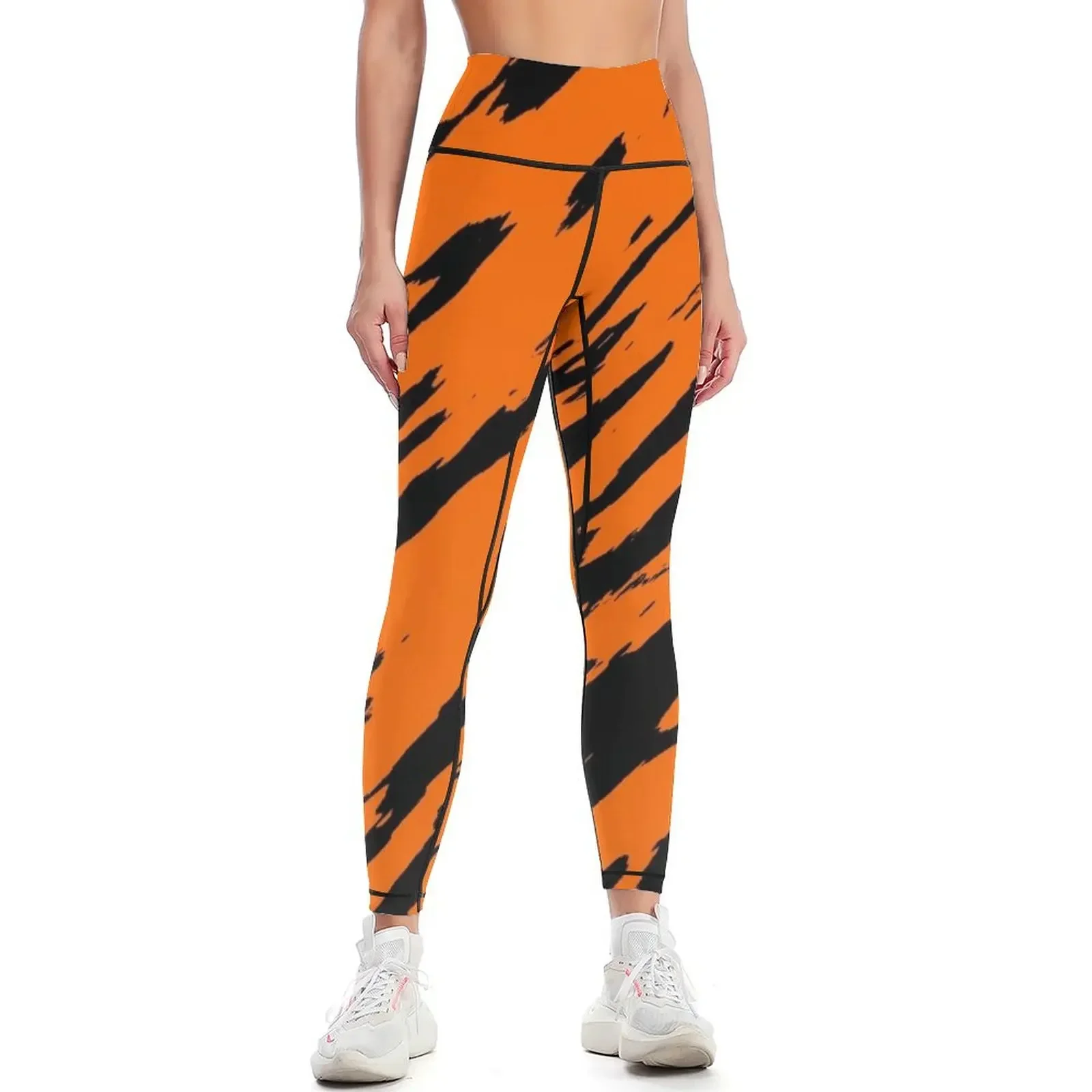 

Tiger Print Bengal, Orange Black Animal Pattern Leggings Golf wear sportswear gym Women's pants Womens Leggings