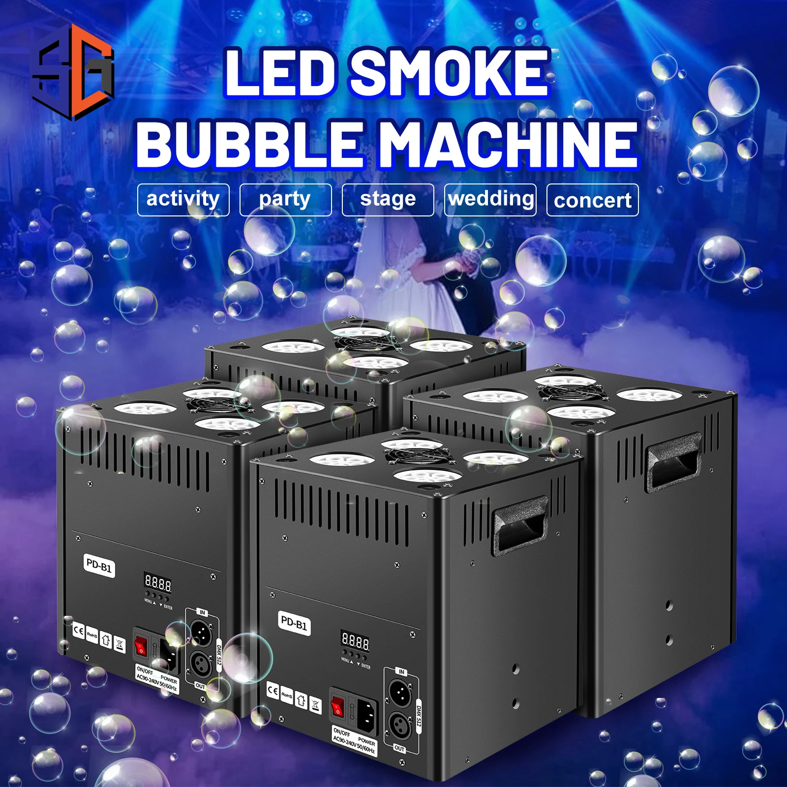 

4pcs/lot Stage Bubble Machine 20W with Remote/DMX512 Control Stage Wedding Bubble Equipment For DJ Disco KTV Bar Events Parties