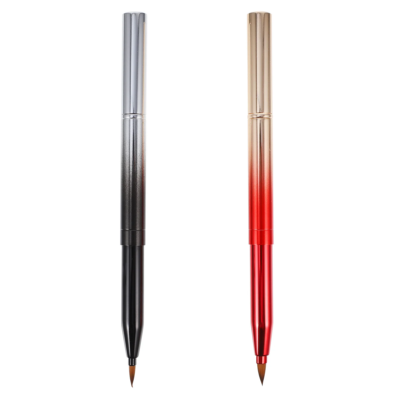 2 قطعة فرشاة ماكياج مزدوجة الرأس قابل للسحب ملمع الشفاه قضيب أداة مرنة ل الشفاه ظلال العيون المخفي المزدوج نهاية