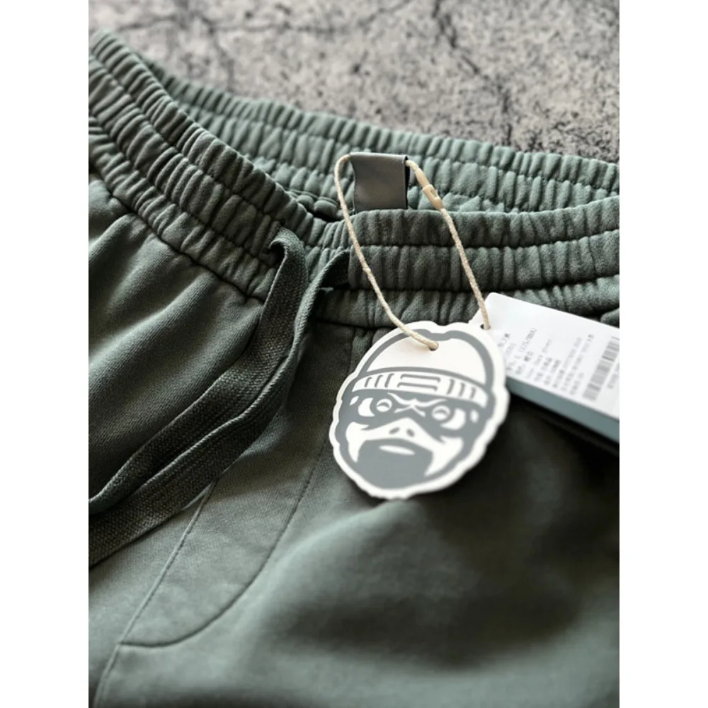 Новые летние американские ретро сверхмощные грязные и выдержанные тяжелые брюки со свободной завязкой и эластичной резинкой на талии пятидюймовые брюки