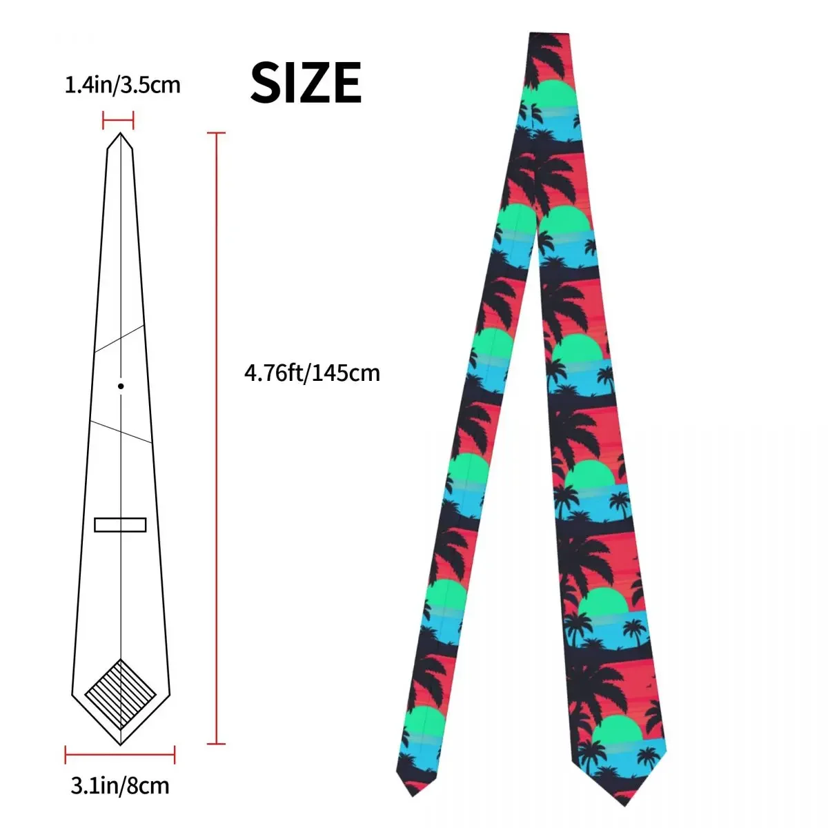 Tropical Palm Tree Necktie Men Slim Polyester 8 cm Narrow Neck Tie for Men Accessories Cravat Wedding Office