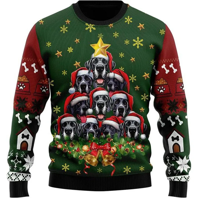 Dachshund Pitbull Ugly Christmas Sweater For Men Women Animal Dog Graphic Sweatshirt Kids Long Sleeve Oversized Hoodie Tops