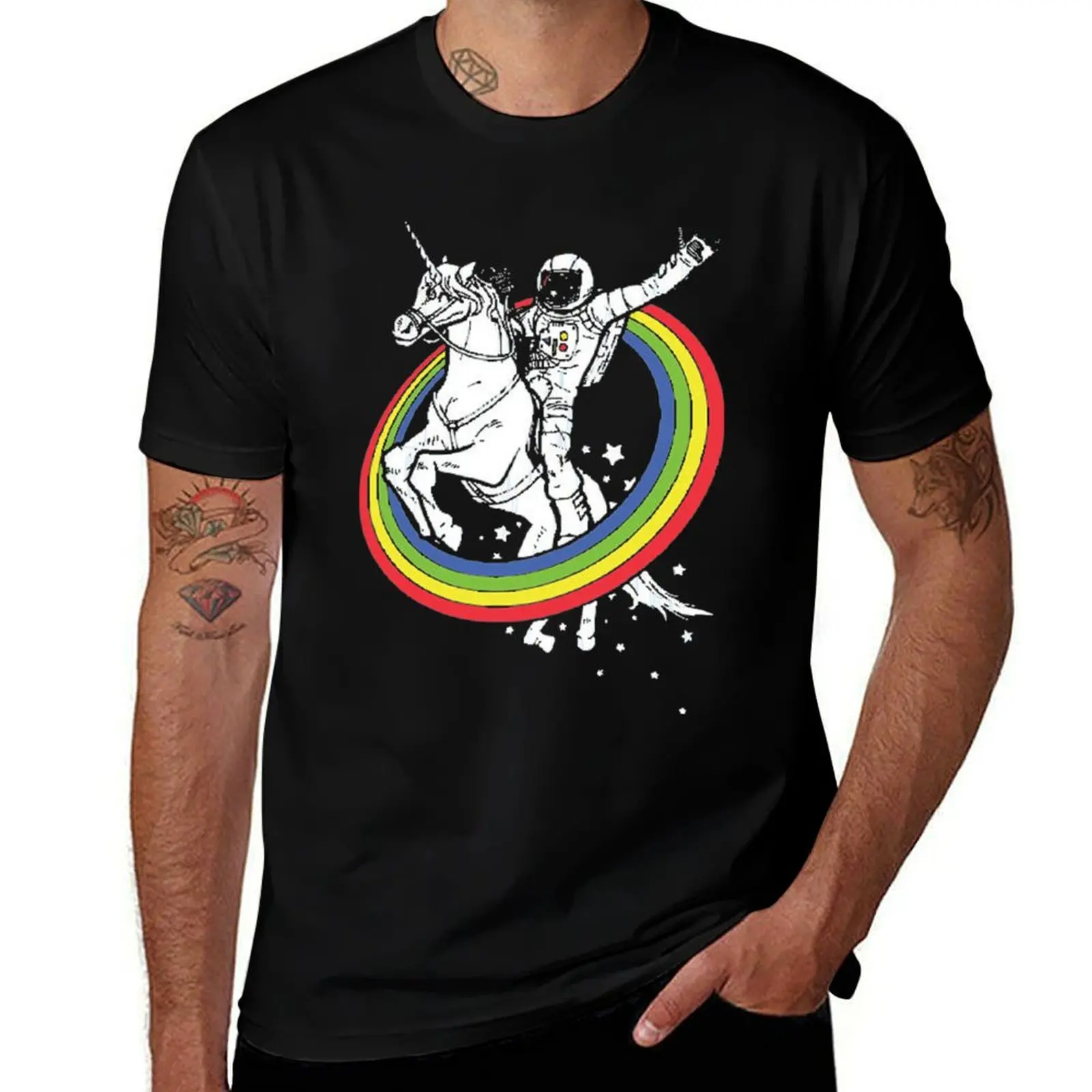 astronaut riding a unicorn T-Shirt T-Shirt Basic Tee Shirt for Everyday Outfit