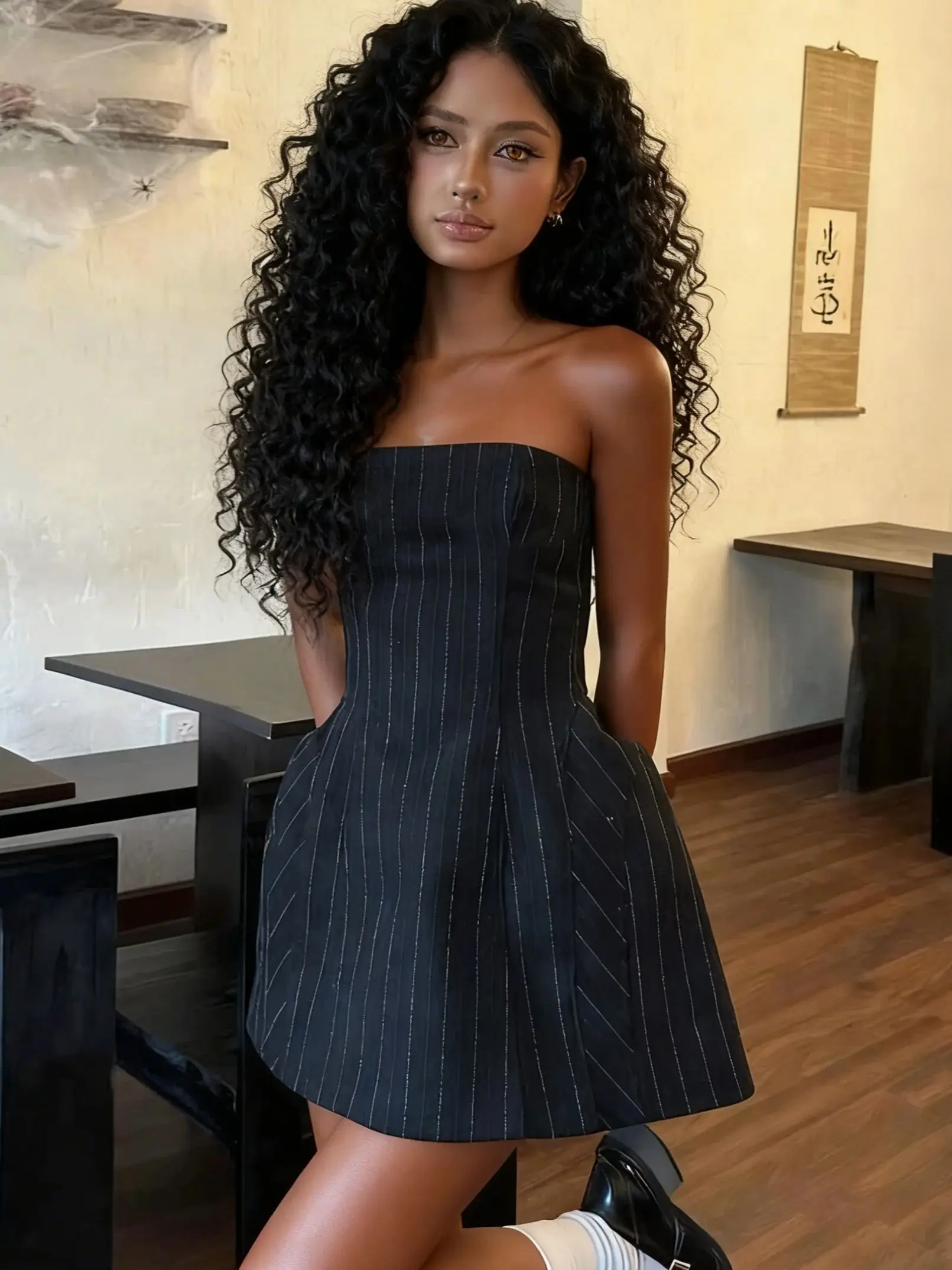 Weird Puss Sexy Fashion Stripe Dress Women Trend Sleeveless  Coquette Midnight Party Clubwear Stretch Skinny Chic Hottie Bodycon