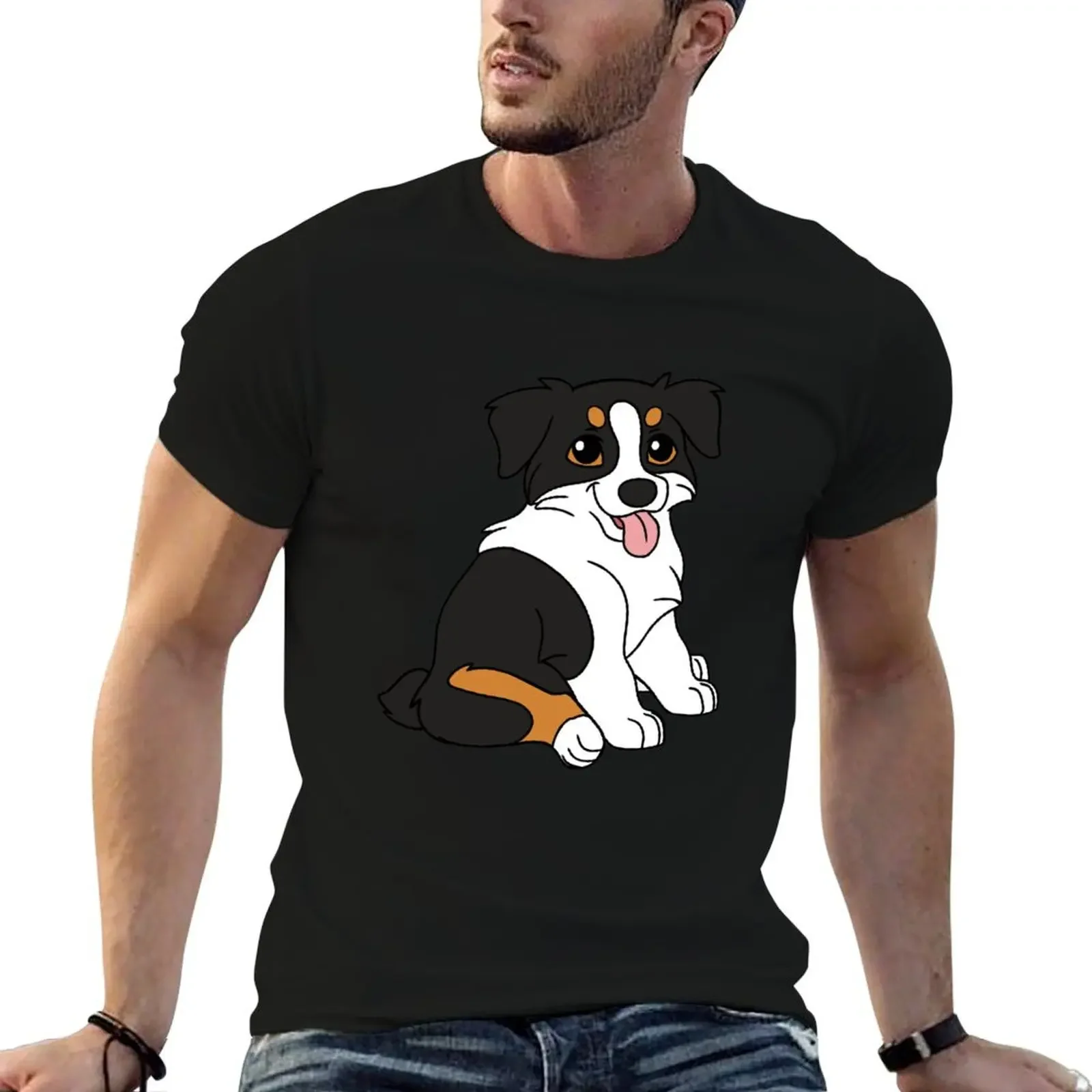 Australian Shepherd Black Tri Aussie T-Shirt anime figures kawaii clothes black t-shirts for men