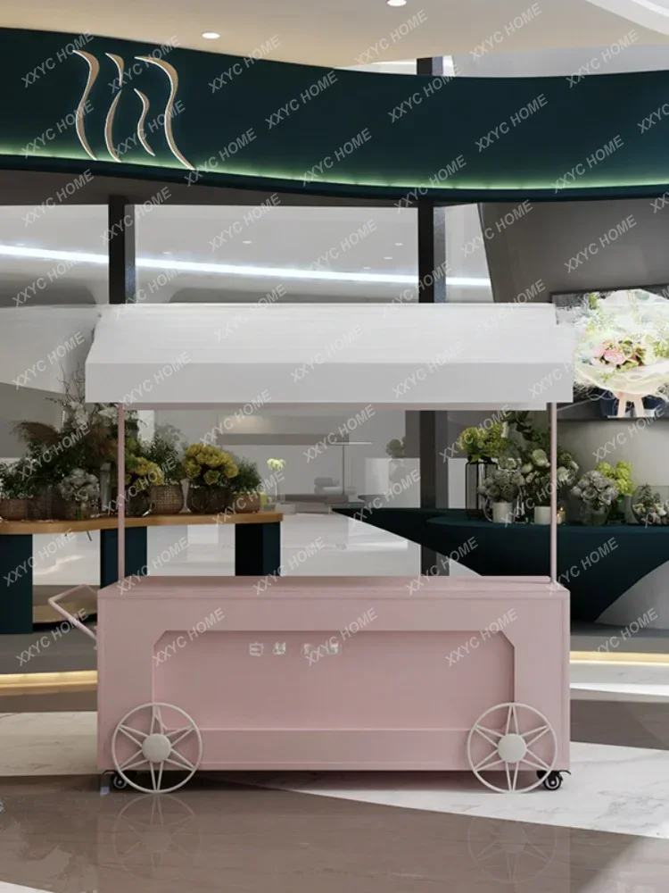 Float Stall Trolley Display Rack Food Dining Cart Night Market Mobile Stall Trolley Promotion Car