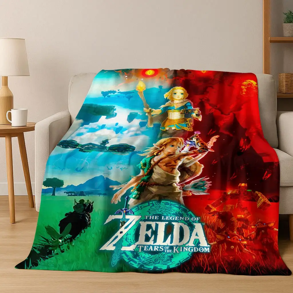 Vintage Z-Zelda Games Cartoon Flannel Blanket,Warm and Cozy Soft Throw Blanket for Home Bedroom Bed Sofa Picnic Cover Gift