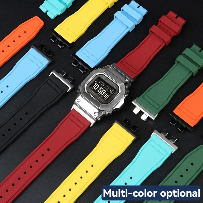 For Casio G-SHOCK Metal Small Square GMW-BZ5000 Series New Series Modified Sports Fluororubber Waterproof Men's Watch Strap
