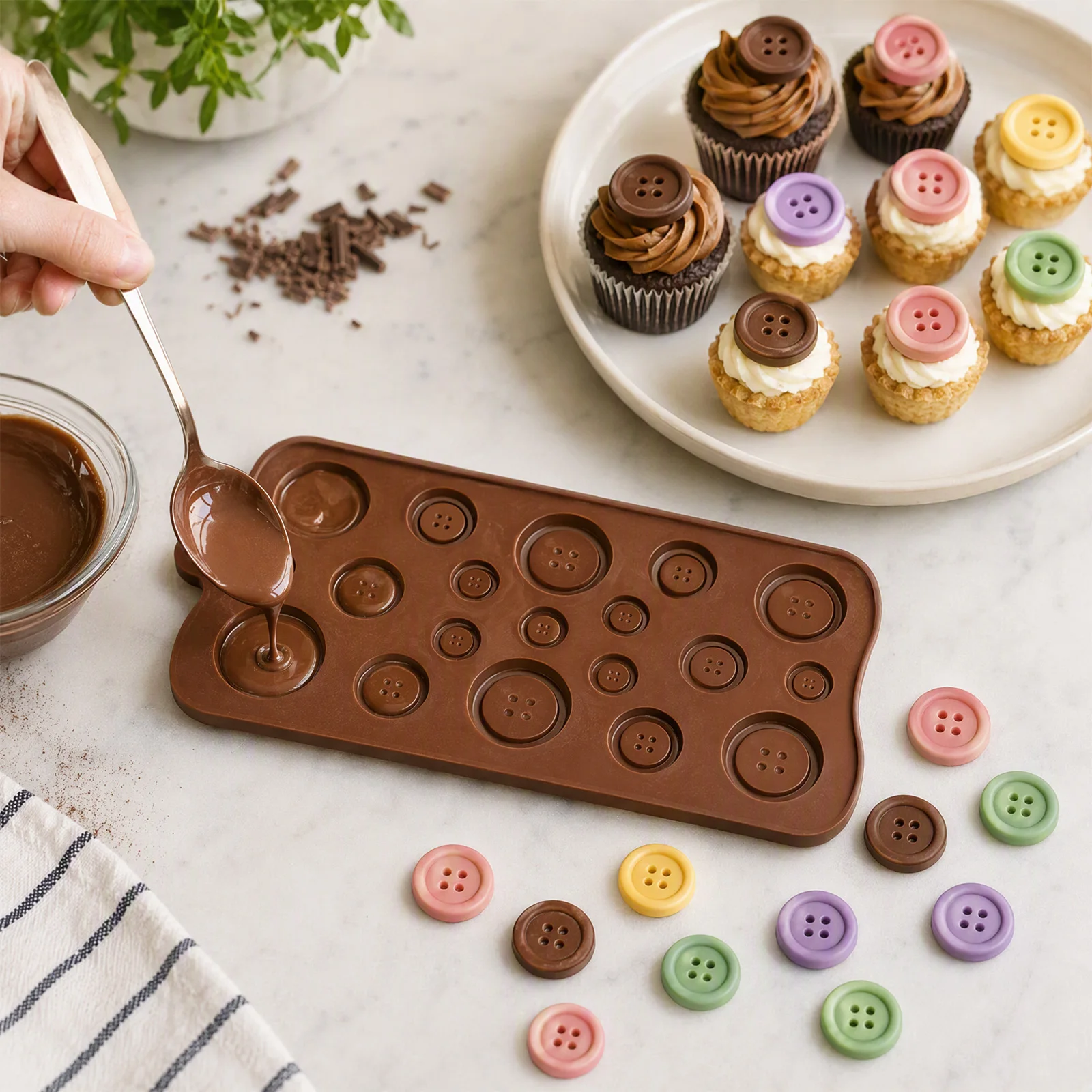 Button Silicone Chocolate Candy 19 Cavity Fondant for Cake Cupcake Cookie Decoration
