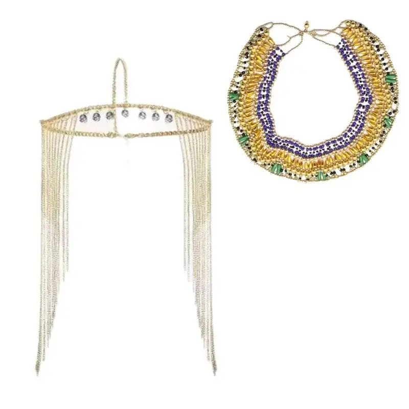 R1WE accessoires Costume égyptien, collier, brassard serpent, Bracelet serpent, boucles d'oreilles pour femmes, fête Cosplay