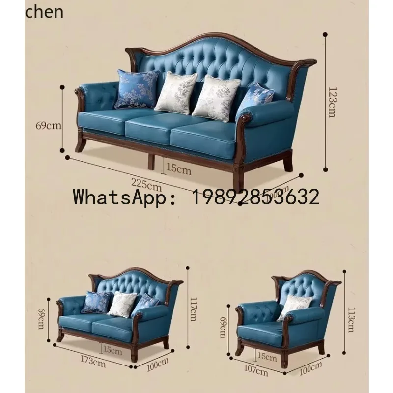 solid wood leather sofa living room house furniture sofa set living room furniture