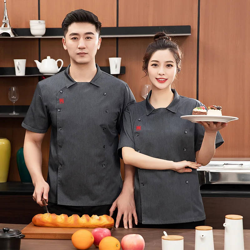 Chef Overalls Long-Sleeved Hotel Restaurant Restaurant Hot Pot Restaurant Chef Short-Sleeved Tooling Western Point Baker Summer