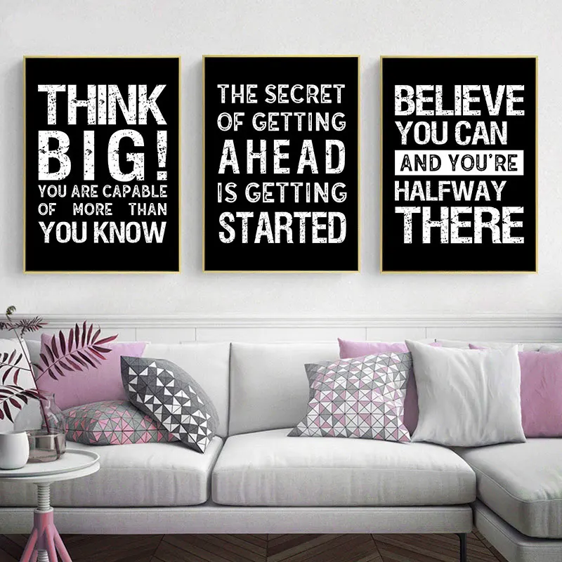 Modern Black Inspirational Quotes Canvas Poster Print Nordic Wall Decorative Picture for Living Room Bedroom Home Art Decoration