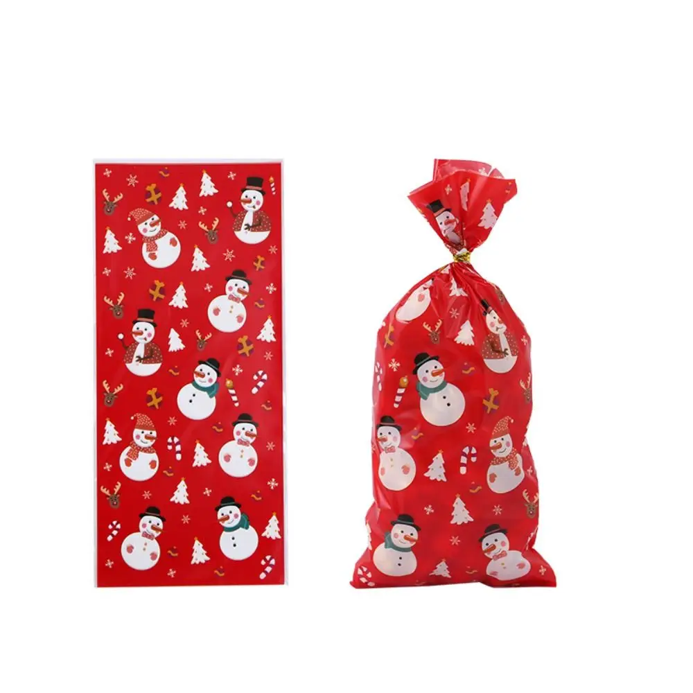 50/100pcs OPP Christmas Candy Bags 12.5*27.5cm Santa Snowman Christmas Gift Bag With Rope Christmas Element