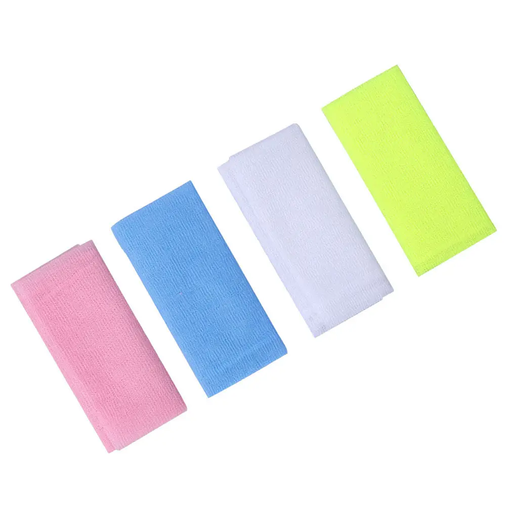 4Pcs Nylon Exfoliating Bath Cloth Long Back Scrubber Towel Removes Dead Skin Sweat Grease Smooth Ruddy Skin Unisex Shower