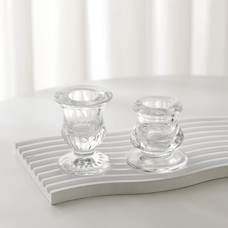 Glass Candle Holder Novelty Nordic Decor Candlestick Romantic Candle Stand Desk Accessories Wedding Centerpieces Ornaments Gifts