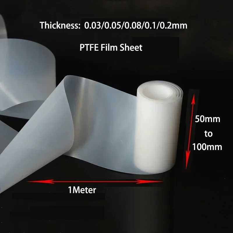 1Meter Length PTFE Film Thickness 0.03/0.05/0.08/0.1/0.2mm White PTFE Sheet High Temperature Corrosion Resistance Insulation