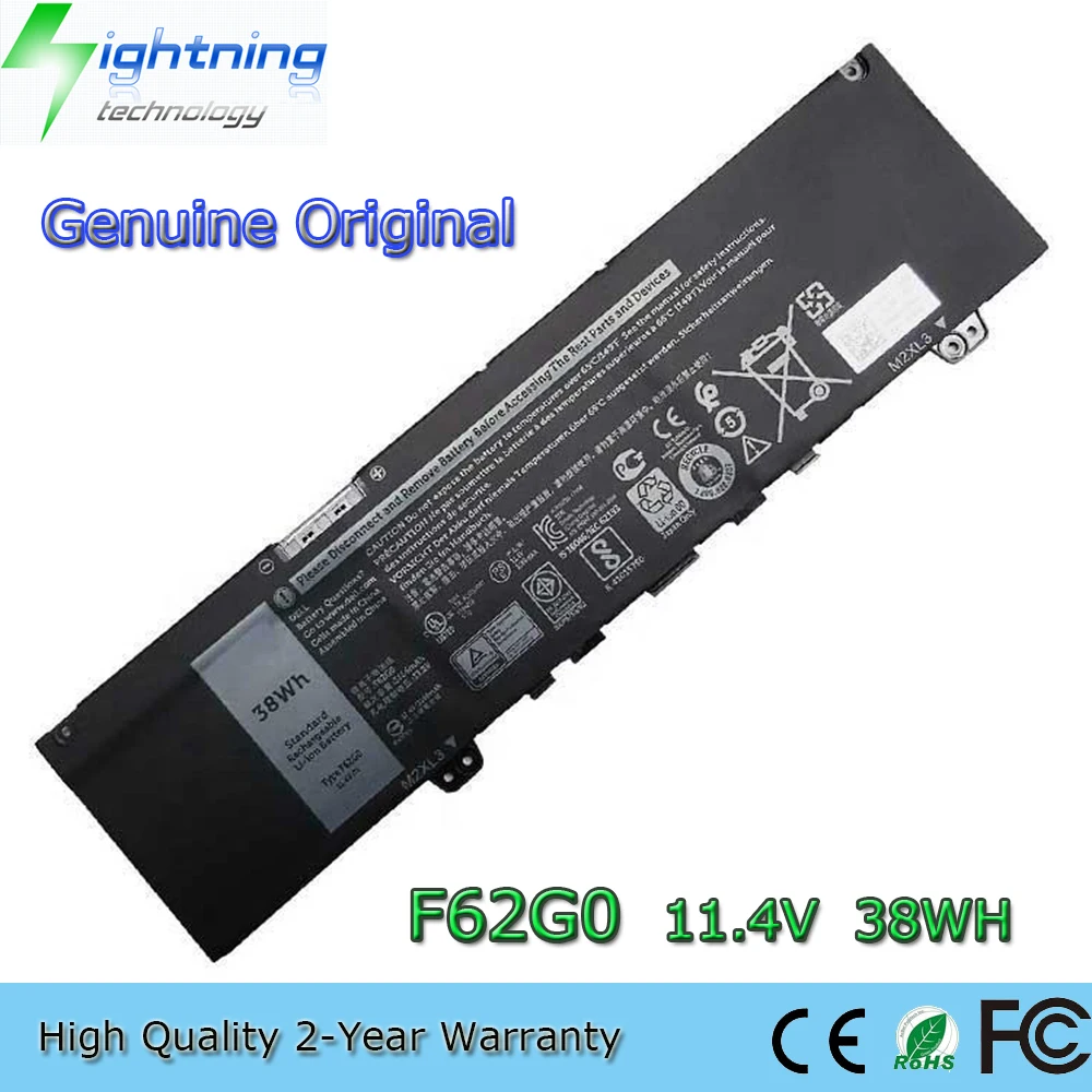 Brand New Genuine Original F62G0 11.4V 38Wh Laptop Battery for Dell Inspiron 13 7000 2in1 7373 7386 7370 7380 5370 RPJC3