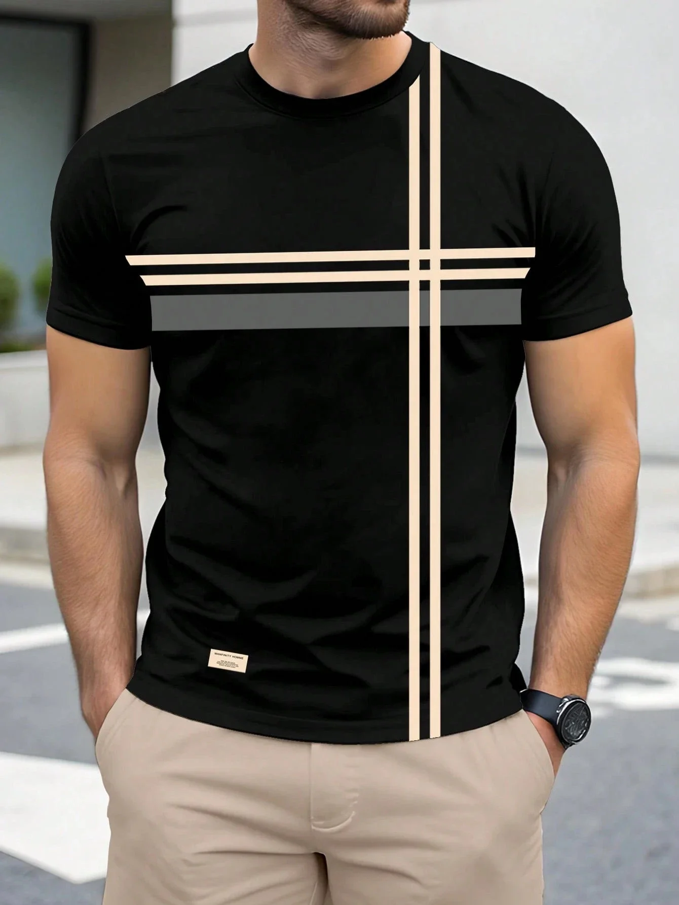 Einfache Herren-T-Shirts mit Streifenmuster, Business-Casual, O-Ausschnitt, kurzärmelig, modisch, locker, atmungsaktiv, Sommer-Street-Pullover
