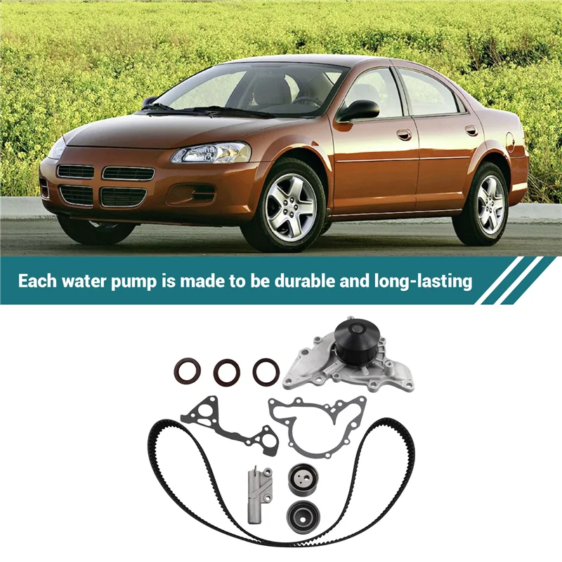 

QB-Car Timing Belt Water Pump Kit For Dodge Chrysler Mitsubishi 2.5 3.0 Tensioner 1995-2005 MD307487, TS26259, MD319022