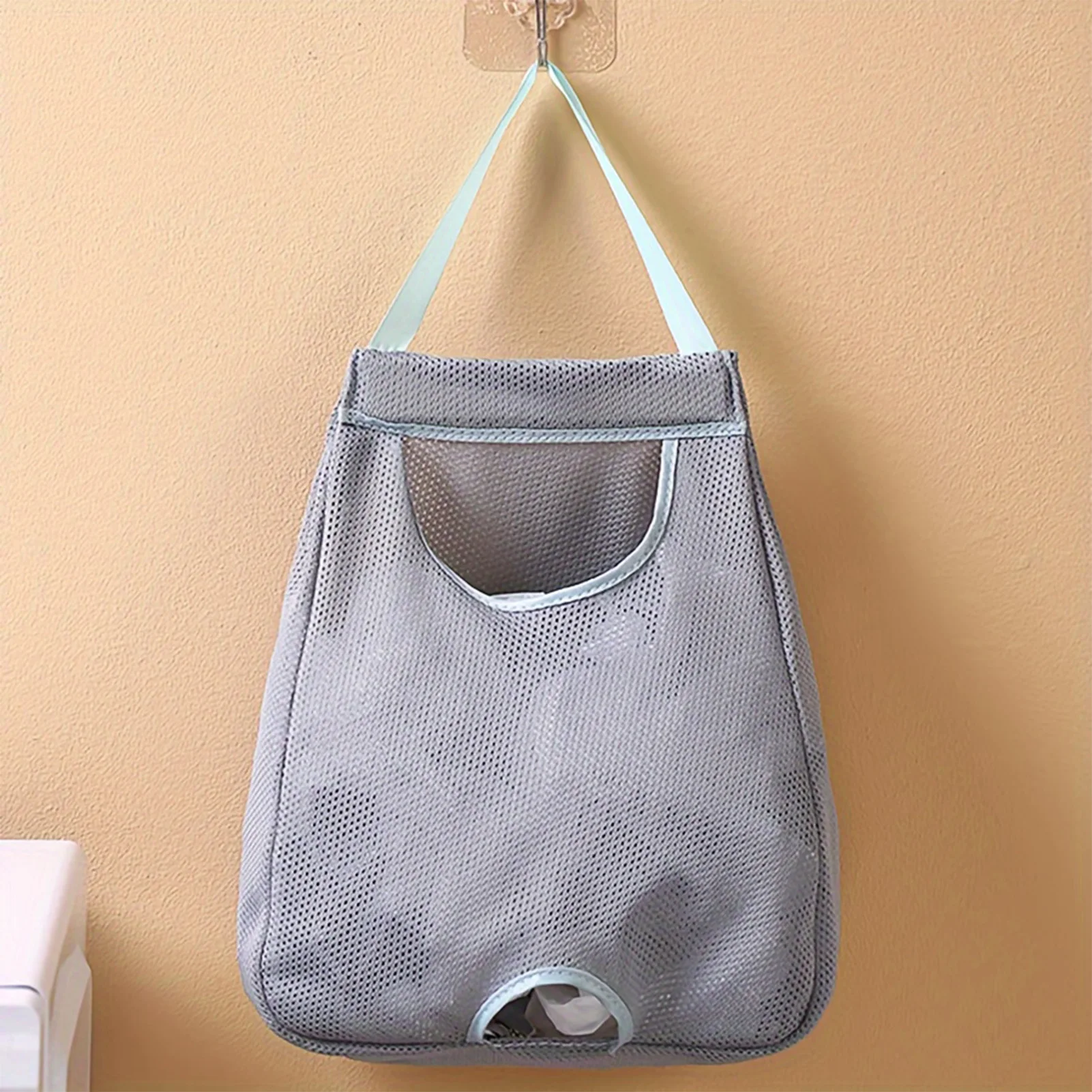 Wall Mounted Storage Bag Trash Bag Kitchen Paper Hanging Storage Mesh Bag Multifunction Pull Out Storage Basket Kitchen Tools