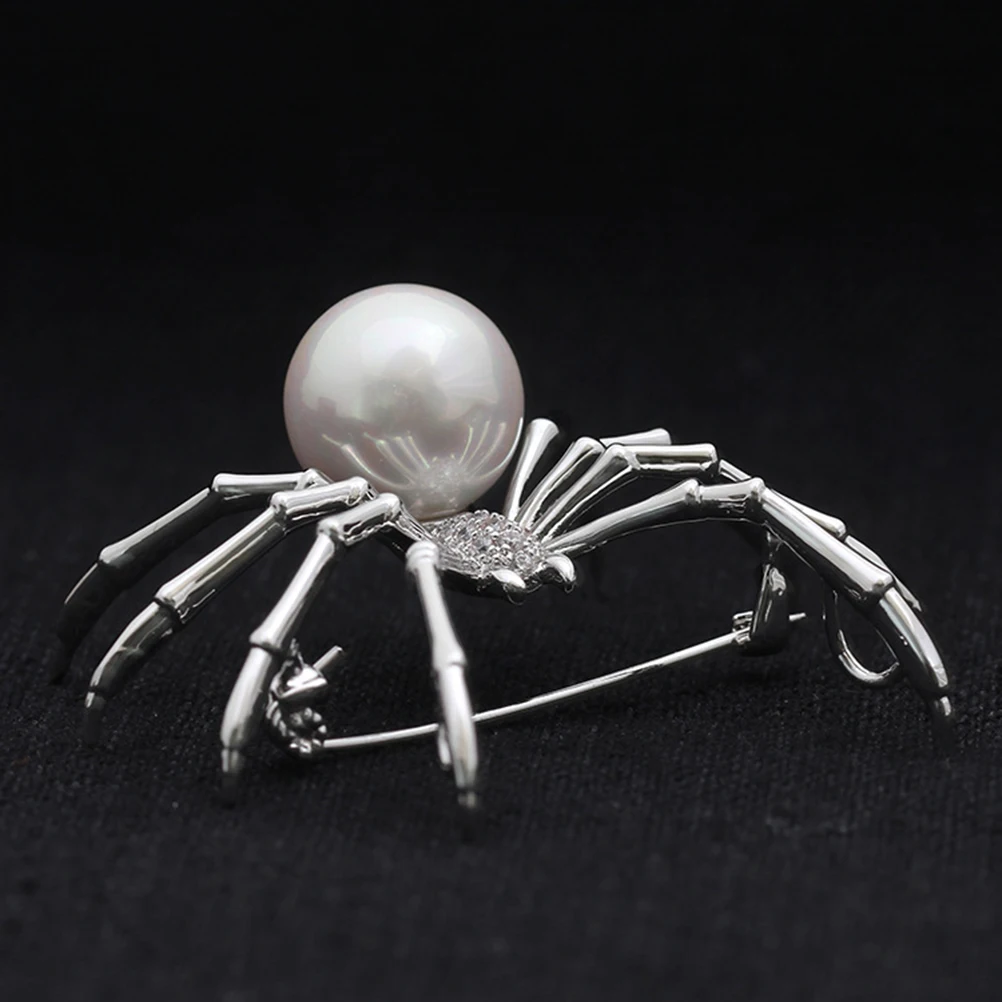 

Black White Pearl Spider Brooch Pin Artificial Breast Pin Pattern Sturdy Adorable Women Accessories Jewelry Gifts
