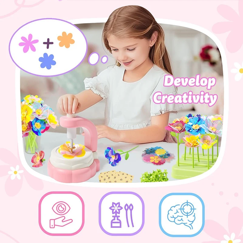Diy buquês de flores de tecido brinquedos kits de artesanato flores artesanais mercado brinquedos educativos para crianças meninas presente de aniversário de natal
