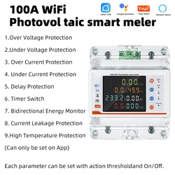 RMshebei Single Phase 100A Smart Tuya WiFi MCB Prepaid Meter  Circuit Breaker with LCD 220V 6ka Mobile Phone Remote Control