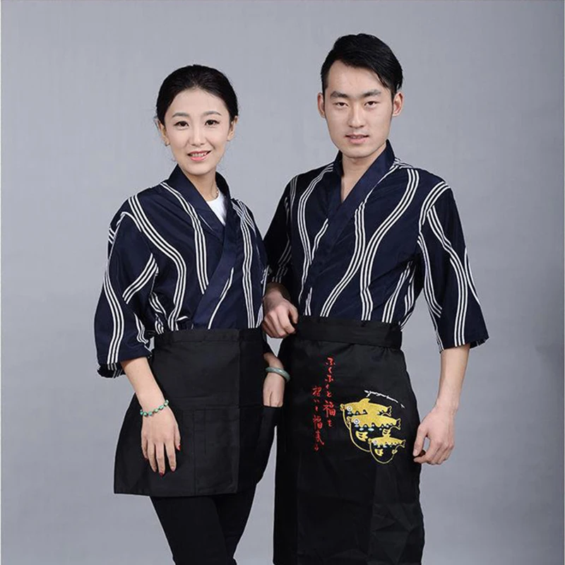 Le Restaurant de Sushi Uniforme de Chef , Chemise de Cuisine Japonaise Pour Hommes, Veste de Cuisine d'Hôtel, Barbecue Coréen, Vêtements de Travail Pour Femmes Serveur,Été Vetement Cuisine,Boulangerie Veste de Cuisine