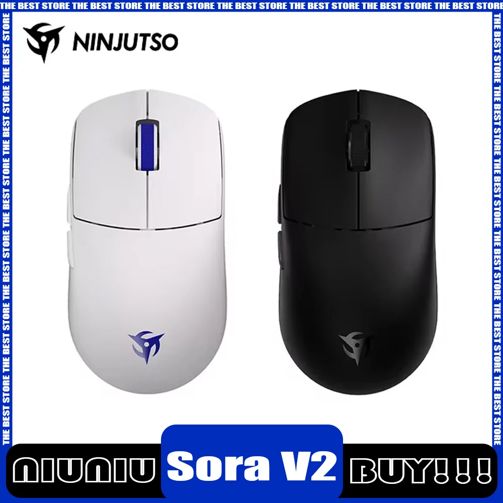 Ninjutso Sora V2 Wireless Mouse 8k Return Paw3395 Dual Mode Fps Gaming Mouse E-Sports Lightweight Office Mice Pc Gamer Man Gifts