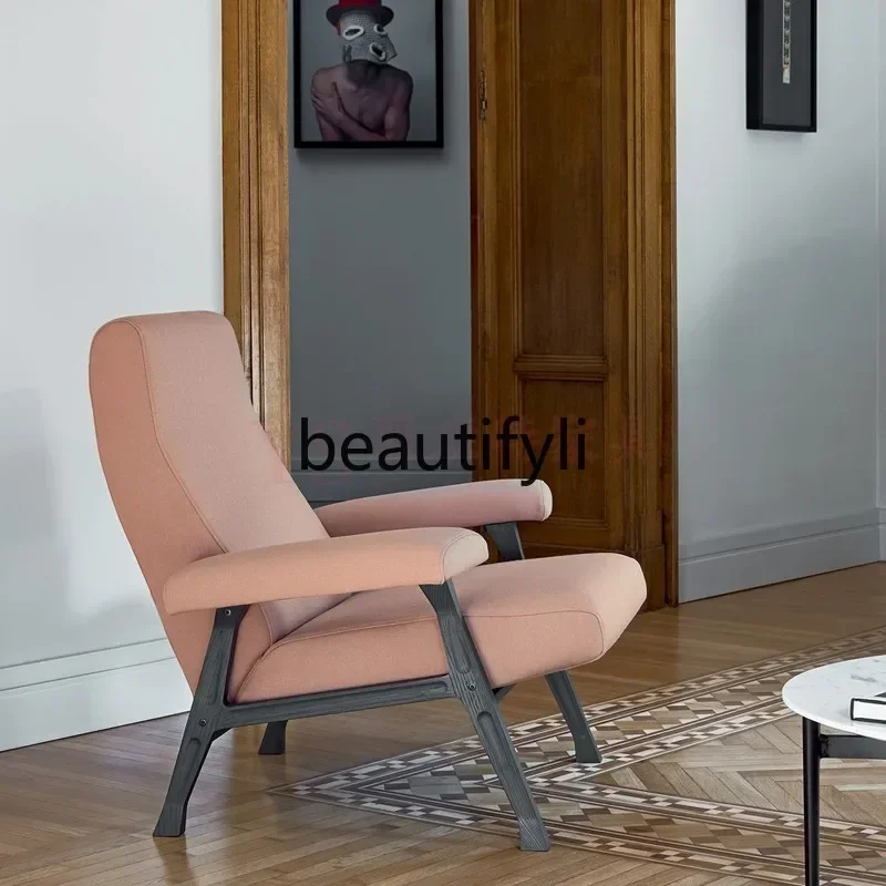 

New Chinese Solid Wood Leisure Chair Nordic Sofa Chair Art Single Sales Department Office Negotiation ChairEsmt163