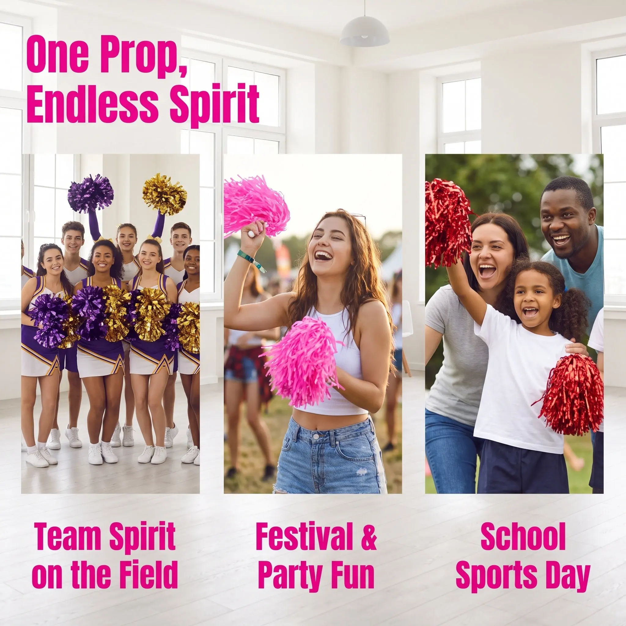Plastic Durable Ball Flower Metallic Foil Pom Poms Cheerleaders Dance Accessories for Sports Meet Festival Party
