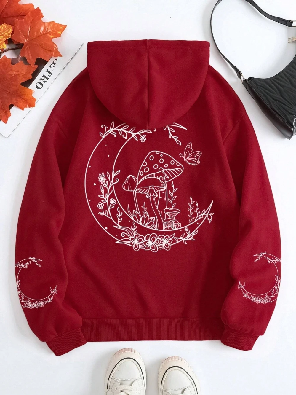 Mushrooms Grow On The Moon Funny Graphic Men Hoody Warm Fleece Sweatshirt Autumn Casual Hooded Fashion Oversize Sportswears